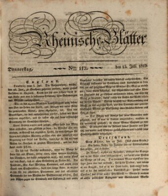 Rheinische Blätter Donnerstag 15. Juli 1819