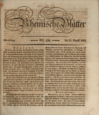 Rheinische Blätter Sonntag 29. August 1819