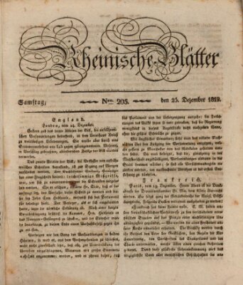 Rheinische Blätter Samstag 25. Dezember 1819