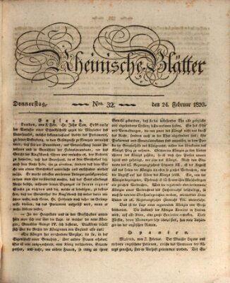 Rheinische Blätter Donnerstag 24. Februar 1820