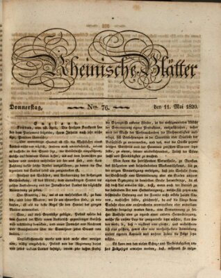 Rheinische Blätter Donnerstag 11. Mai 1820