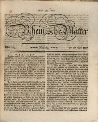 Rheinische Blätter Dienstag 30. Mai 1820
