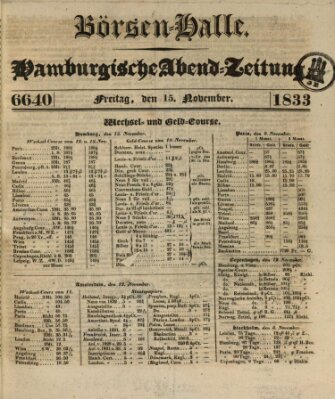 Börsen-Halle Freitag 15. November 1833