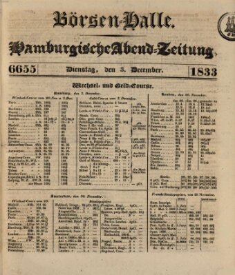 Börsen-Halle Dienstag 3. Dezember 1833