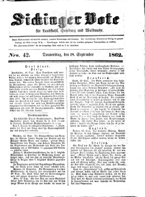 Sickinger Bote Donnerstag 18. September 1862