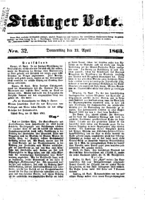 Sickinger Bote Donnerstag 23. April 1863
