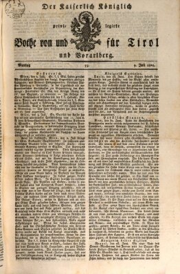 Kaiserlich-Königlich privilegirter Bothe von und für Tirol und Vorarlberg Montag 9. Juli 1821