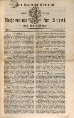 Kaiserlich-Königlich privilegirter Bothe von und für Tirol und Vorarlberg Montag 17. Dezember 1821