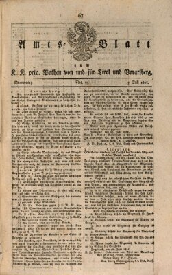 Kaiserlich-Königlich privilegirter Bothe von und für Tirol und Vorarlberg Donnerstag 5. Juli 1821