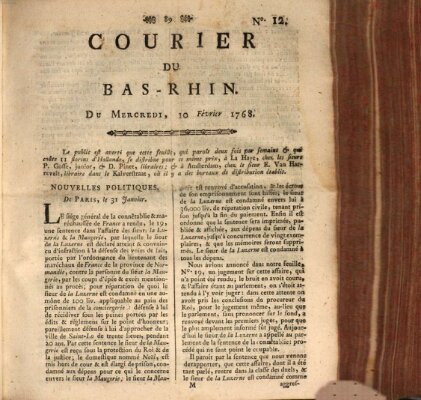 Courier du Bas-Rhin Mittwoch 10. Februar 1768