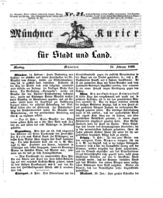 Münchner Kurier für Stadt und Land Montag 18. Februar 1839