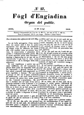 Fögl d'Engiadina Freitag 29. April 1859
