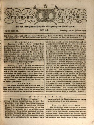 Der Friedens- u. Kriegs-Kurier (Nürnberger Friedens- und Kriegs-Kurier) Donnerstag 20. Februar 1823