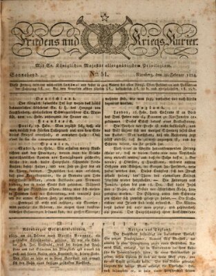 Der Friedens- u. Kriegs-Kurier (Nürnberger Friedens- und Kriegs-Kurier) Samstag 28. Februar 1824