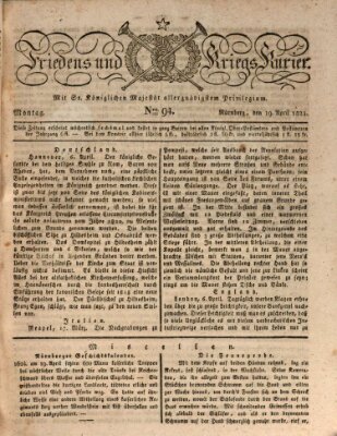 Der Friedens- u. Kriegs-Kurier (Nürnberger Friedens- und Kriegs-Kurier) Montag 19. April 1824