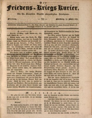 Der Friedens- u. Kriegs-Kurier (Nürnberger Friedens- und Kriegs-Kurier) Freitag 21. März 1828