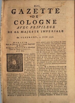 Gazette de Cologne Freitag 9. Juni 1758
