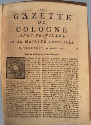 Gazette de Cologne Freitag 20. März 1761