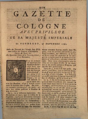 Gazette de Cologne Freitag 27. November 1761