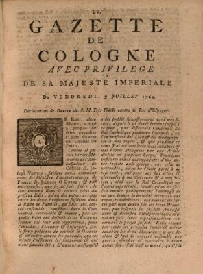Gazette de Cologne Freitag 9. Juli 1762