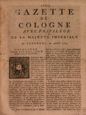 Gazette de Cologne Freitag 26. August 1763