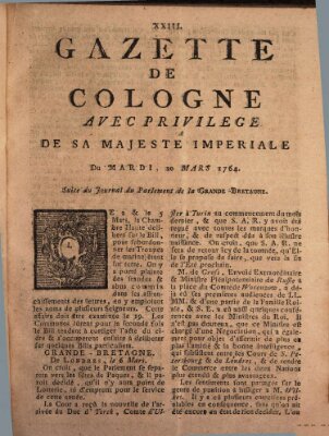 Gazette de Cologne Dienstag 20. März 1764