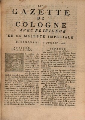 Gazette de Cologne Freitag 18. Juli 1766