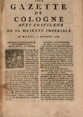 Gazette de Cologne Dienstag 7. Oktober 1766