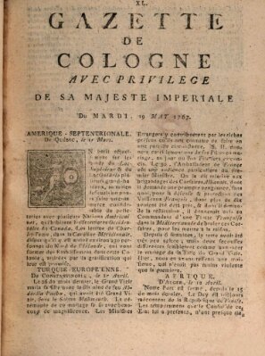 Gazette de Cologne Dienstag 19. Mai 1767