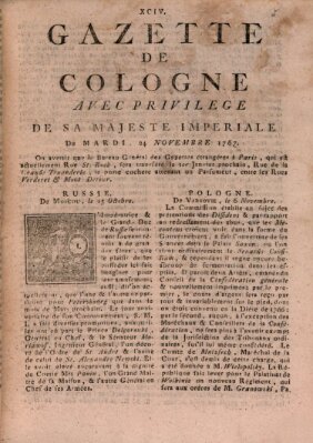 Gazette de Cologne Dienstag 24. November 1767