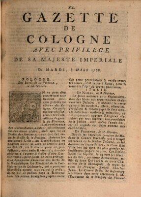 Gazette de Cologne Dienstag 8. März 1768