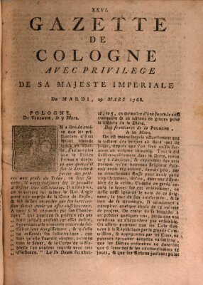 Gazette de Cologne Dienstag 29. März 1768