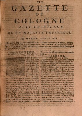 Gazette de Cologne Dienstag 24. Mai 1768