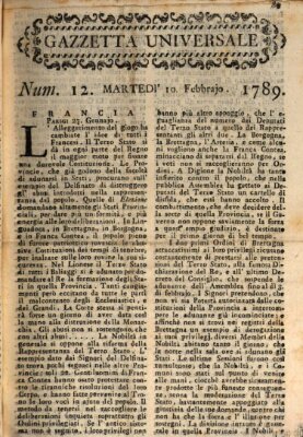 Gazzetta universale Dienstag 10. Februar 1789