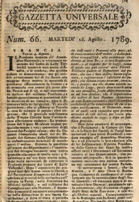 Gazzetta universale Dienstag 18. August 1789