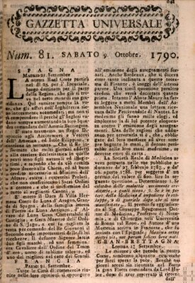 Gazzetta universale Samstag 9. Oktober 1790