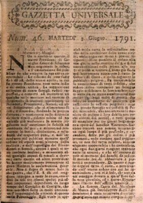 Gazzetta universale Dienstag 7. Juni 1791