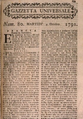 Gazzetta universale Dienstag 4. Oktober 1791