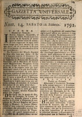 Gazzetta universale Samstag 18. Februar 1792