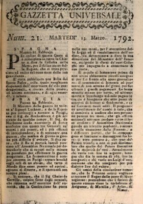 Gazzetta universale Dienstag 13. März 1792