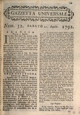 Gazzetta universale Samstag 21. April 1792