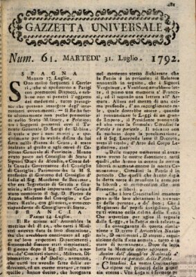 Gazzetta universale Dienstag 31. Juli 1792