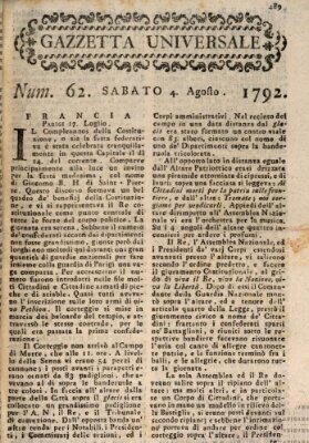 Gazzetta universale Samstag 4. August 1792