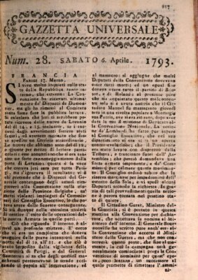 Gazzetta universale Samstag 6. April 1793