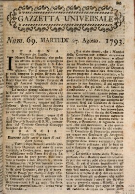 Gazzetta universale Dienstag 27. August 1793