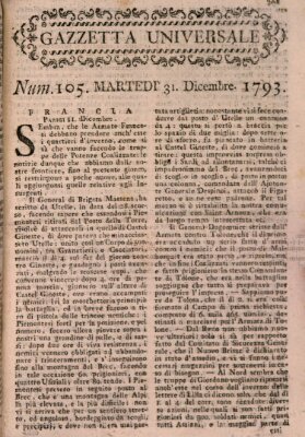 Gazzetta universale Dienstag 31. Dezember 1793