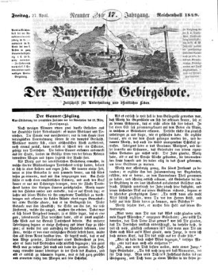 Der bayerische Gebirgsbote (Der Grenzbote) Freitag 27. April 1849