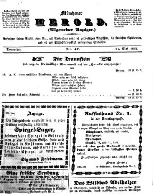 Münchener Herold Donnerstag 22. Mai 1851
