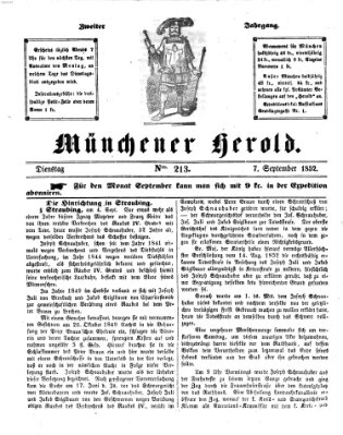 Münchener Herold Dienstag 7. September 1852