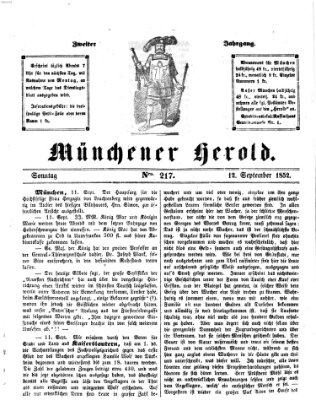 Münchener Herold Sonntag 12. September 1852